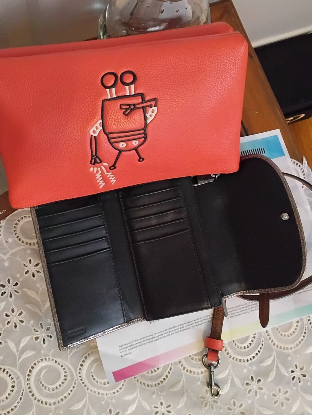 COACH X KEITH HARING ROBOT CROSSBODY BAG + WALLET Purse - Picture 8 of 14